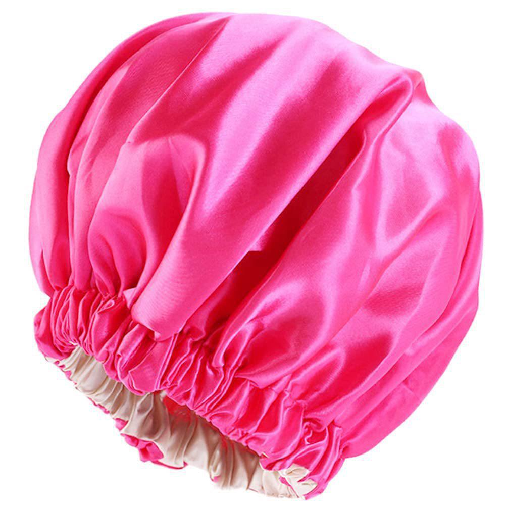 Women's Double-Layer Satin Sleep Cap - Adjustable Elastic Band for Soft Hair Protection