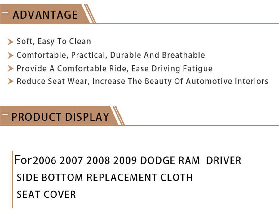 1X Car Front Left Driver Side Bottom Seat Cover Deep Grey For 2006-09 Dodge Ram