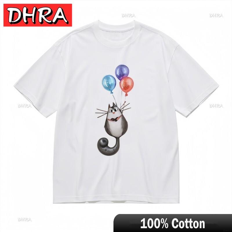 

Womens Breathable Classic TShirt RoundEyed Cat Balloon Graphic Design Tee Tops Shirts for Women TShirt Chile Camisetas Mujer S