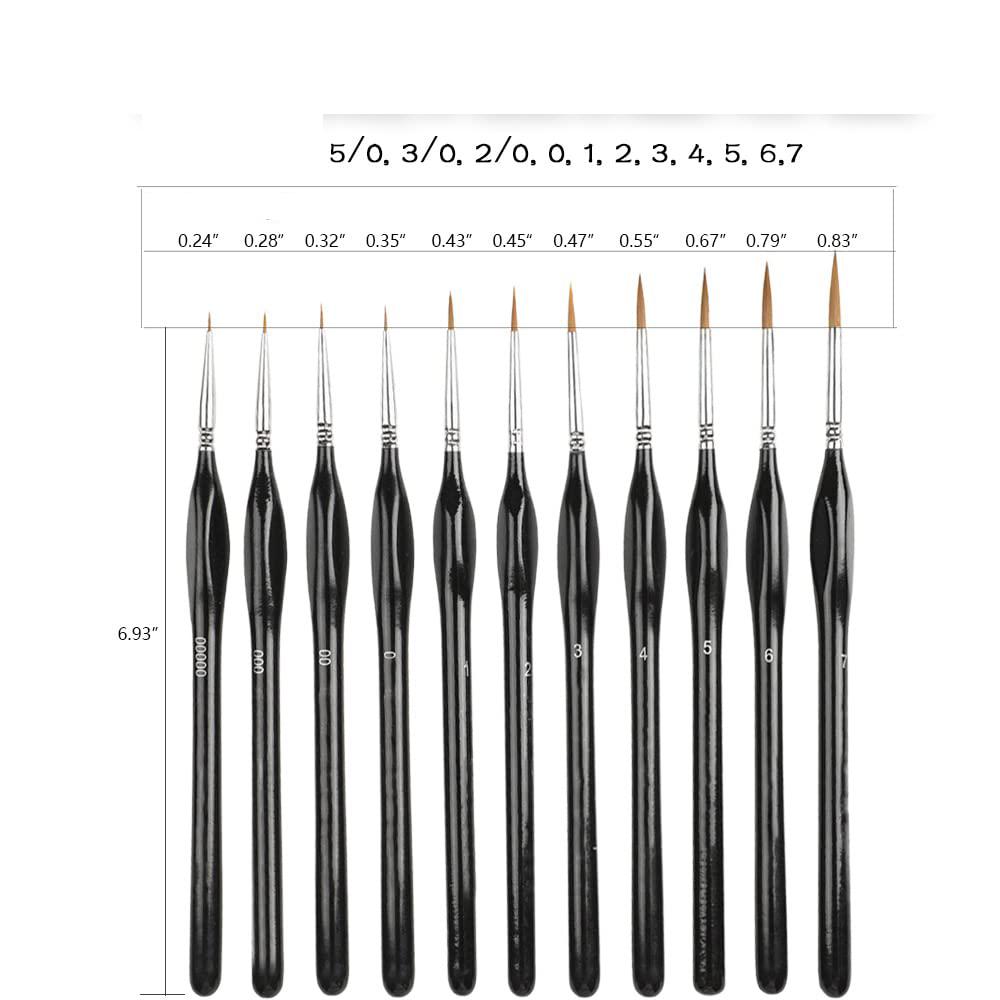 Pędzle artystyczne malarskie precyzyjne do szczegółów 11 sztuk