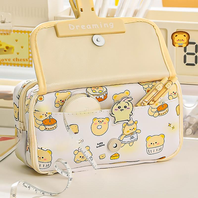 Kreskówka Mały Miś Torba na Ból Torba na Długopisy Ins Wielofunkcyjna Duża Pojemność Torba na Artykuły Papiernicze Wysoka Uroda Piórnik Torba do Przechowywania