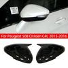 For Peugeot 508 C4L 2013-2016 Car Sticker Rearview Side Mirror Cover Wing Cap Exterior Door Rear View Case Trim Carbon