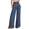 Womens Loose Wide Leg Tencel Blend Casual Pants High Waist Comfortable Lightweight Denim Style