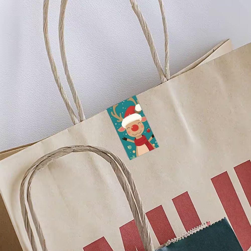 120PCS Multicolor Merry Christmas Stickers 7.6*2.5cm Cartoon Santa Snowman Packaging Decals Package Decoration Mixed Pattern