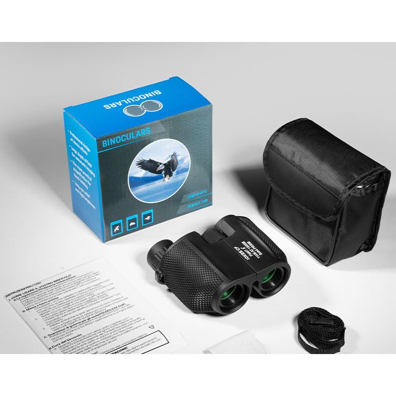 Revteds 10x25CF Matte Black Deluxe Binoculars for Concert and Opera, 10x Magnification
