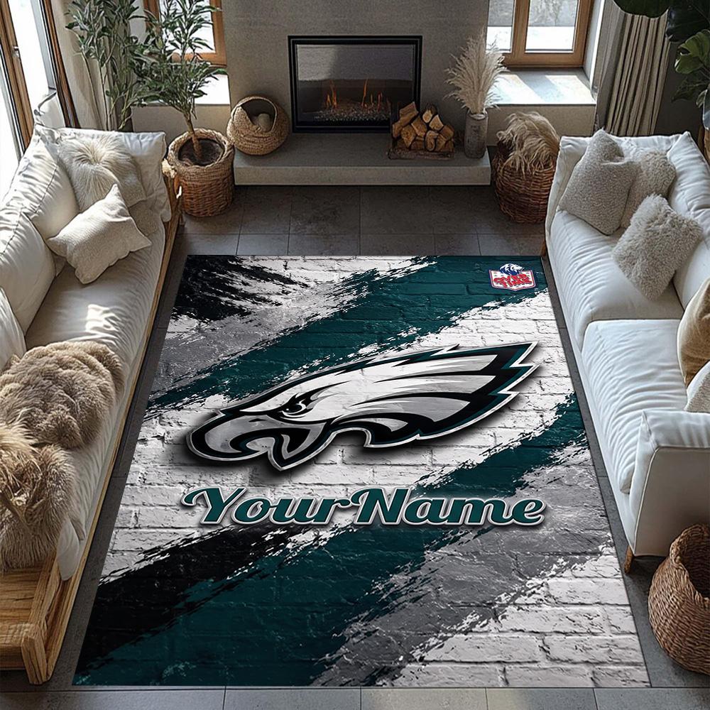 Philadelphia Eagles Customize Text Carpet Perfect For Outdoor Dormitory Dining Room Balcony Antislip Rug Anime Office Decor Best For Christmas