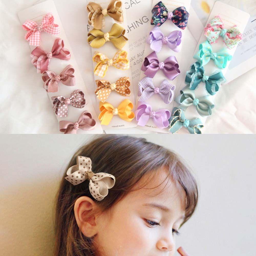 

5PCS Cute Bows Hair Clips Beige coffee Bangs Hairclips Hair Accessories Bowknot BB Clips кавовий
