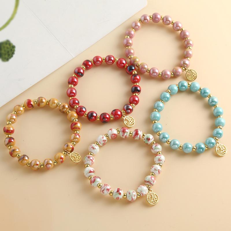1Pcs Ceramic Bracelet Hand Chain Couple Hand Chain Beaded Bracelet