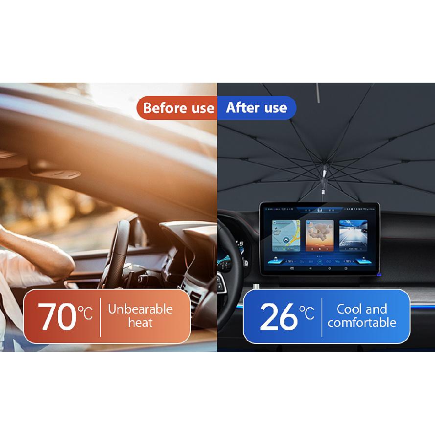 2024 Car Windshield Sun Shade Umbrella Foldable Sunshade Front Window Cover for UV Block Heat Protection Protector ParasolWindshield Sunshades 1