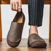 Men’s Retro Moccasins Shoes Fashion Casual Slip On Flats Driving Shoes Black Khaki Wide Head Shoes Plus Size