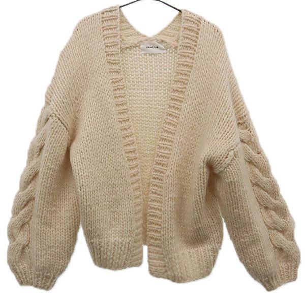

FRAY I.D Long sleeve Low Gauge Hand knit cardigan F beige FWNT214056 Women Used