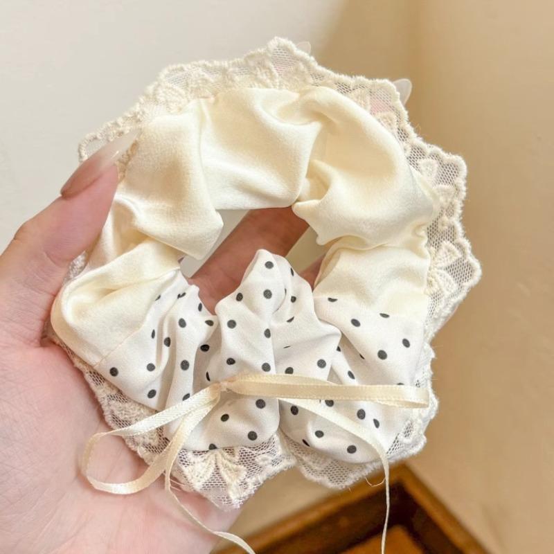 

Children s sweet lace large intestine Hair ring girls New style Tie ball Hair Rope High-end Hair Accessories
