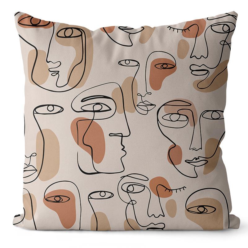 Cream Printed Throw Pillow Cover Earthy Nordic Abstract Cushion Sofa Car Office Cushion Cover