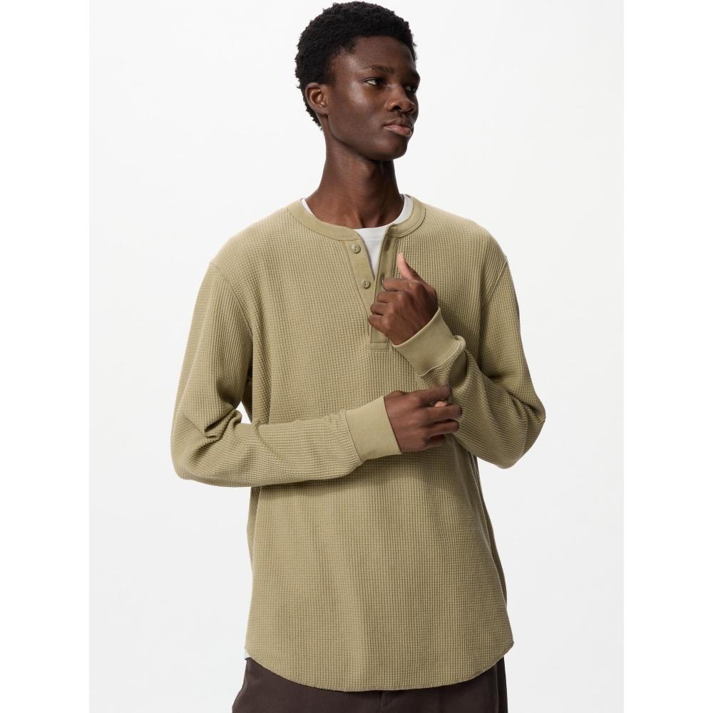 Uniqlo Japan Waffle Henley Neck T shirT – buy the best