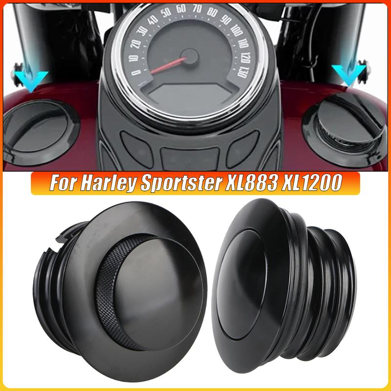 Für Harley Sportster XL883 XL1200 CNC Aluminium Motorrad Öltank Benzindeckel Pop-Up Dyna FXD Softail Fat Boy CVO Chrom Schwarz