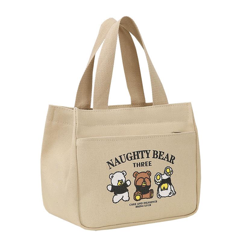 Cartoon Cute Printed Pattern Canvas Versatile Handbag Office Worker Lunch Bag Tote Bag