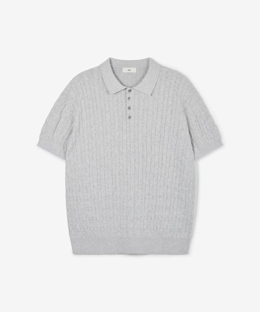 Tienjiti W Cable Polo Washable Knit (Melange Gray) Tnsw6E206G2