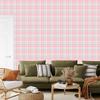 Candy Coral and Light Gray Plaid Wallpaper 50x1000