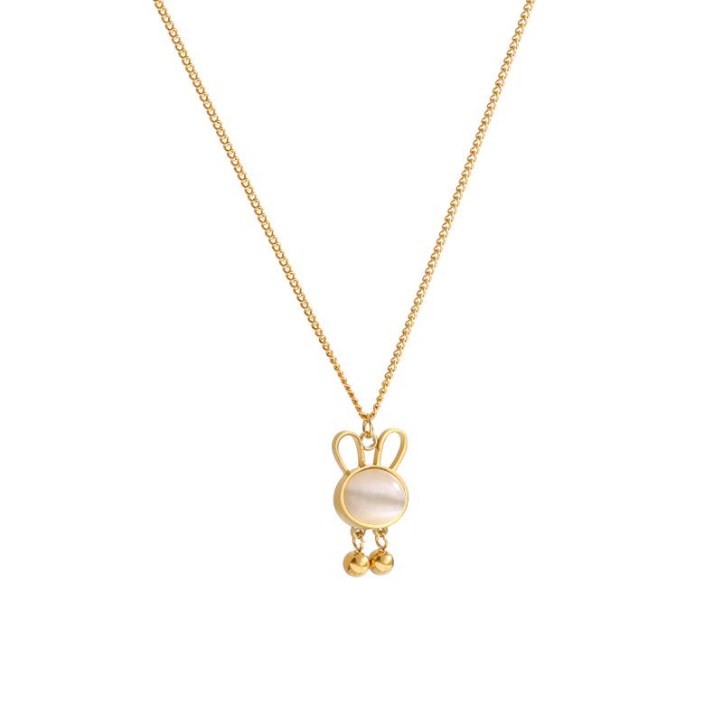 Trendy Cat's Eye Stone Rabbit Necklace - Korean Design, Titanium Steel, Women's Niche Clavicle Chain