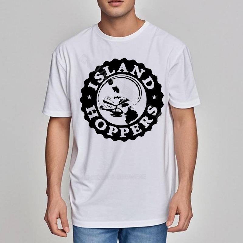 Teeshirt Adult Oversized Tshirt Island Hoppers Logo On Black Comfortable Big Size Tee Shirt Hiphop Vintage Tshirt Vintage