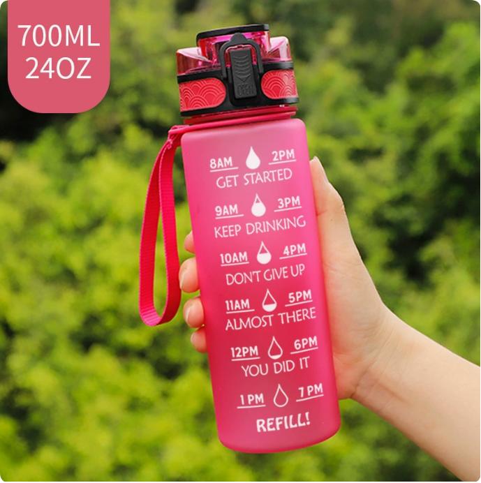 1L/500mL Plastic Kettle Tritan Material Matte Gradient Bounce Sports Water Bottle Space Cup Travel Cup