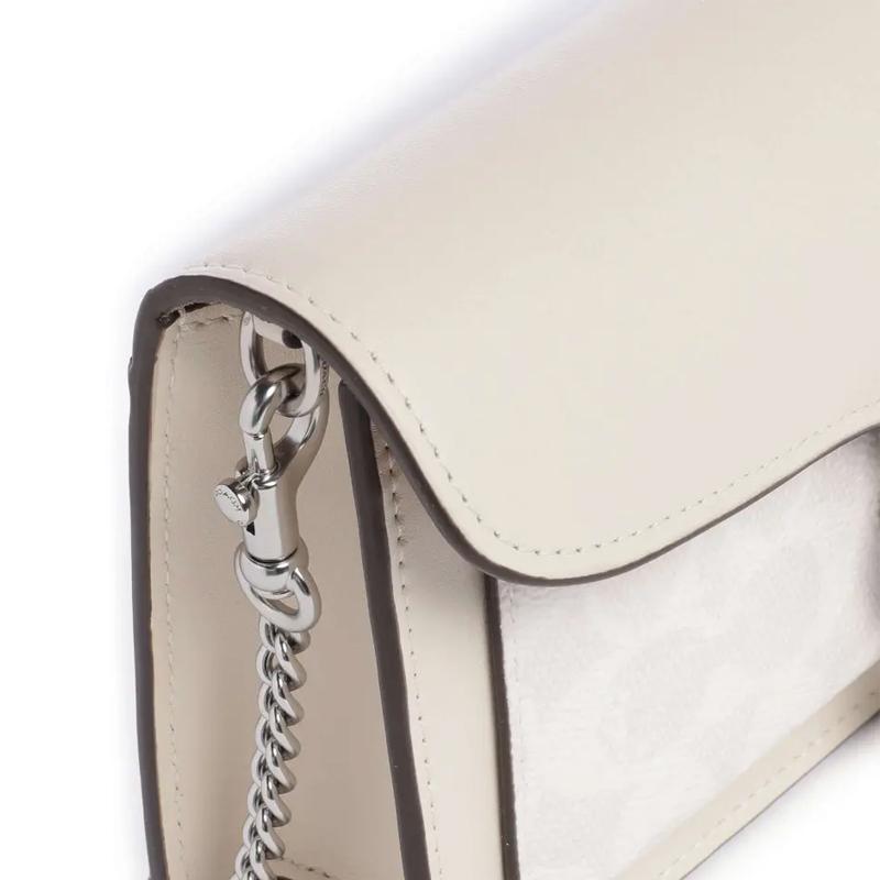 COACH Tabby 21 Logo Print Calfskin Hand Crossbody Shoulder Bag Small Women's Chalk White