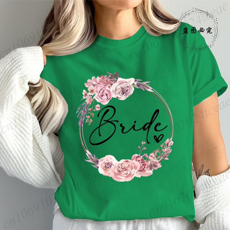 Bachelorette Party Print Bridal TShirt Short Sleeve Tshirt Casual Bridesmaid Tops Womens Clothing Fashion Casual TShirt T02
