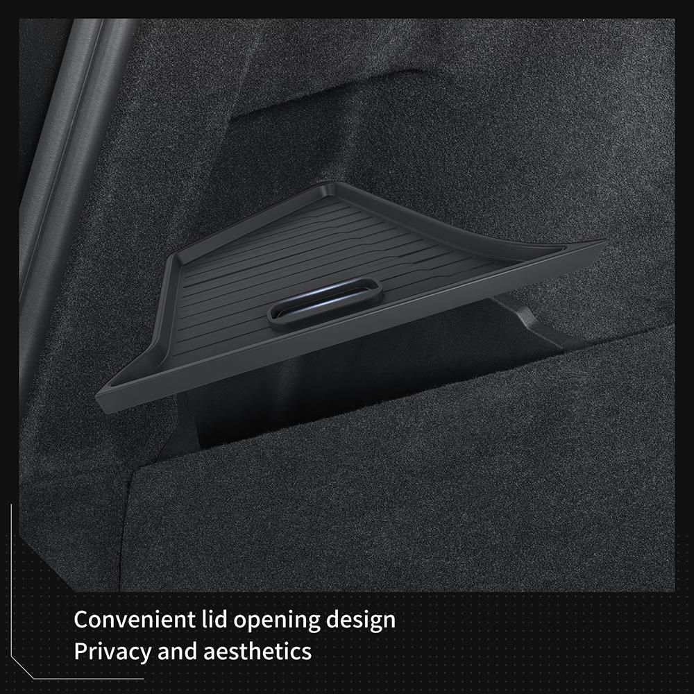 For Tesla Model Y Juniper 2025 2026 Car Rear Luggage Side Storage Box TPE Luggage Storage Box Organizer Car Interior Accessories