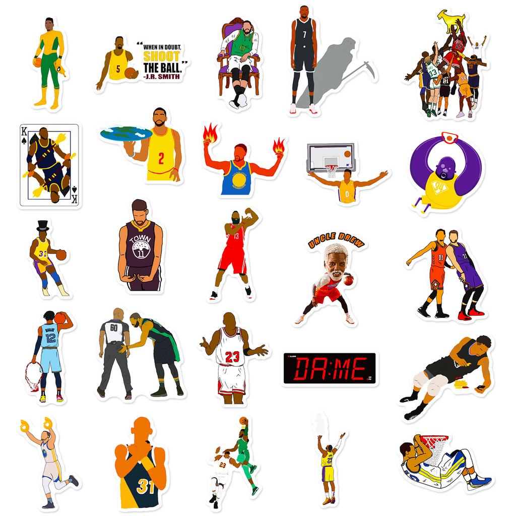50 Nba - Basketball Terrier Stickers, Basketball Players Sports Stars Basketball Cartoon Stickers Collection
