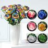 Lifelike Silk Rainbow Roses 3Pcs Real Touch Artificial Flowers for Bridal Bouquet Event Centerpiece Room Decoration