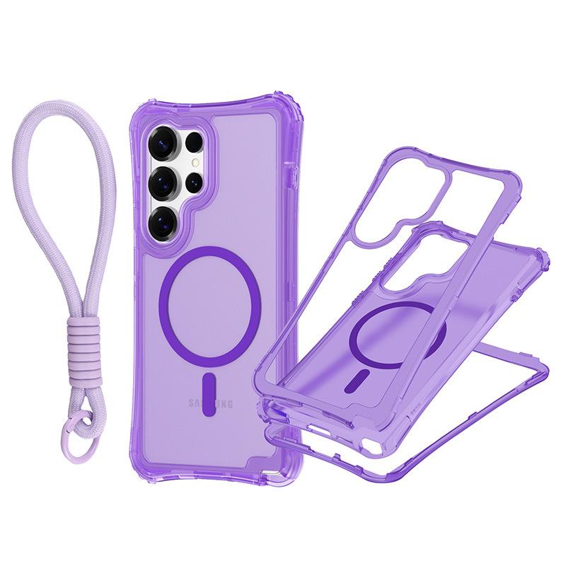 For Samsung S25 ULTRA Magnetic Skin-feeling Three-in-one Mobile Phone Case with Strap