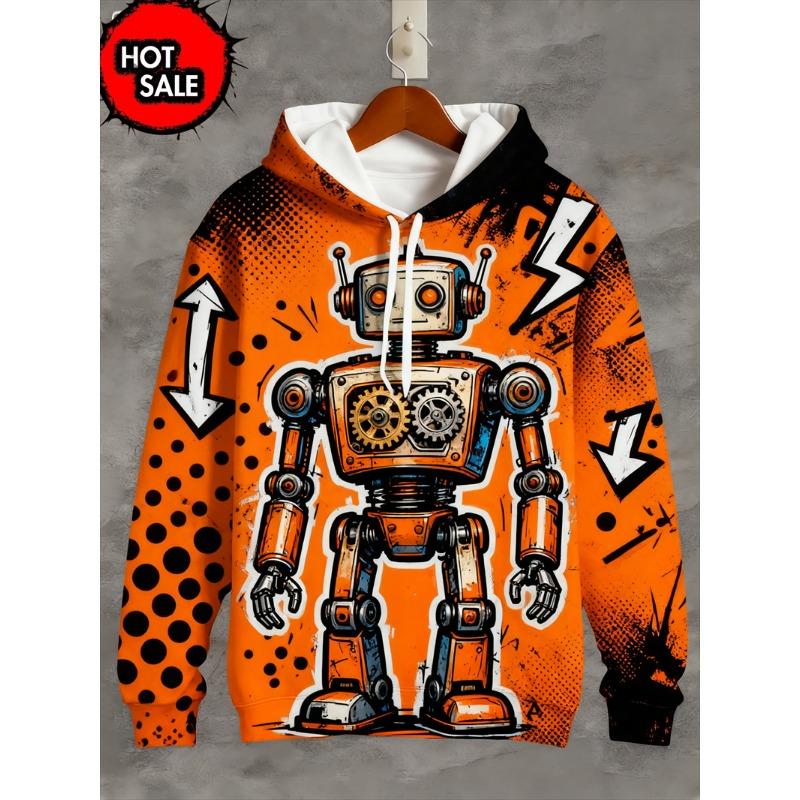3D Print Hoodie Men Horror Clown Collage Graffiti Cartoon Face All Over Print Drawstring Casual Hooded Sweat Top