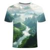 2026 3D Printed Landscape Graphic Tee Men - Loose Fit Breathable Short Sleeve T-Shirt In Casual Style