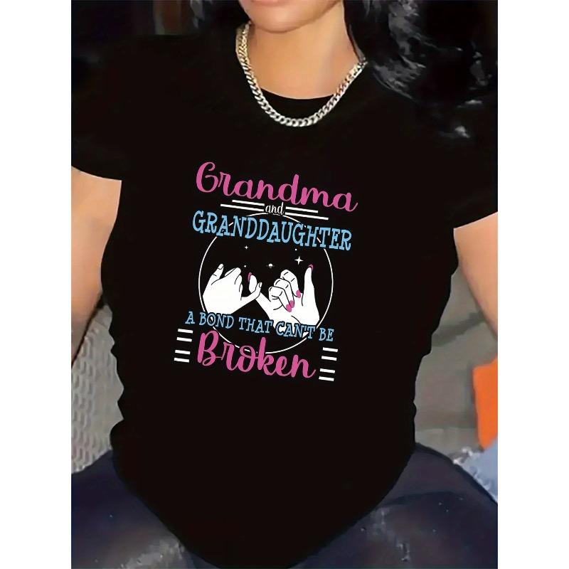 

Grandma & Granddaughter Matching Tees A Bond That Can t Be Broken Raised Fists Soft Polyester Casual Family Gift Top 4XL чорний