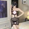 Sexy Lingerie Hollow Out Onesie Base Net Clothes Strap Uniform Temptation Sleepwear Sheer Mesh Stockings For Women