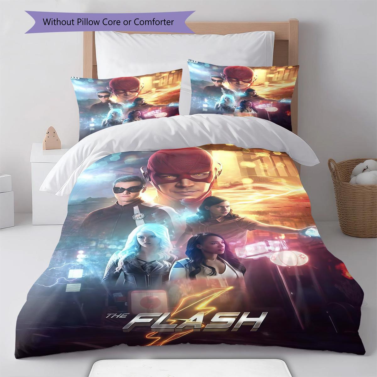 

Flash Hero , Bedding Quilt Set Quilt Cover Pillowcase Home Decoration Birthday Gift (1 * duvet cover + 2 * pillowcase, without core) 135x200cm