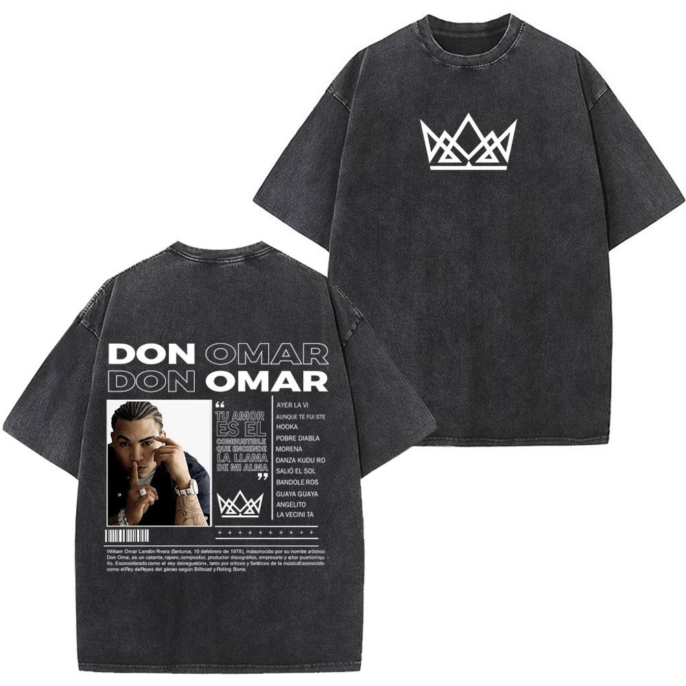 Rapper Don Omar Album Print Tshirts Unisex Women Fashion Tshirts Shortsleeved Loose Casual Cotton Vintage Washed Tshirts Tops