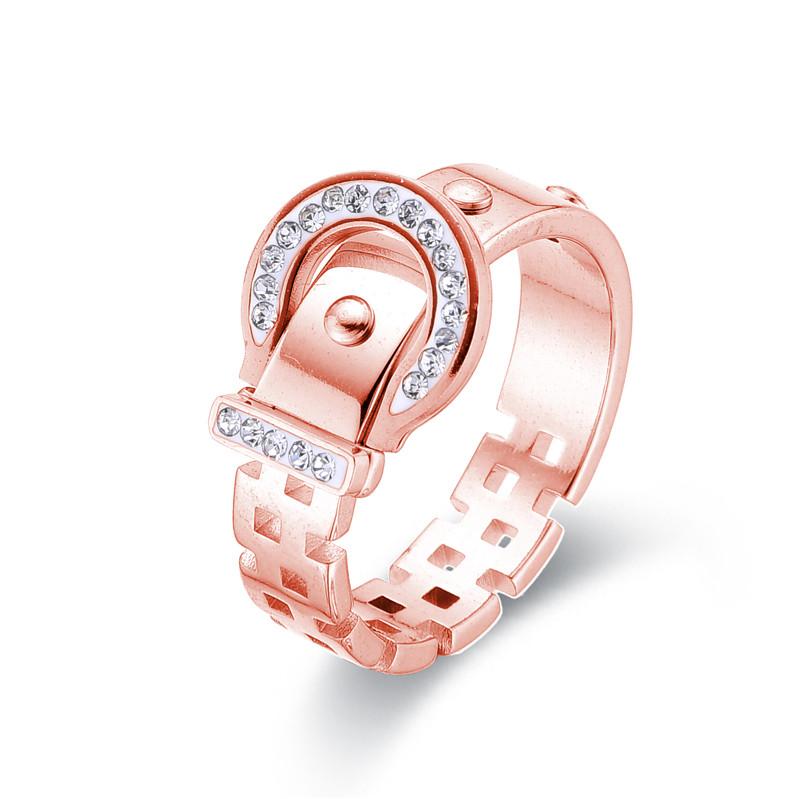 

FYSARA Новое Классическое Женское Кольцо с Цирконом, Дизайн Пояса с Прорезями, Роскошный Кристалл, Романтичное, для Повседневной Носки, Аксессуары с Цирконом 9 розового золота