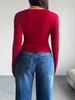 Women's Tops Y2K Solid Color Slim Cardigan Button Long Sleeve T-Shirt