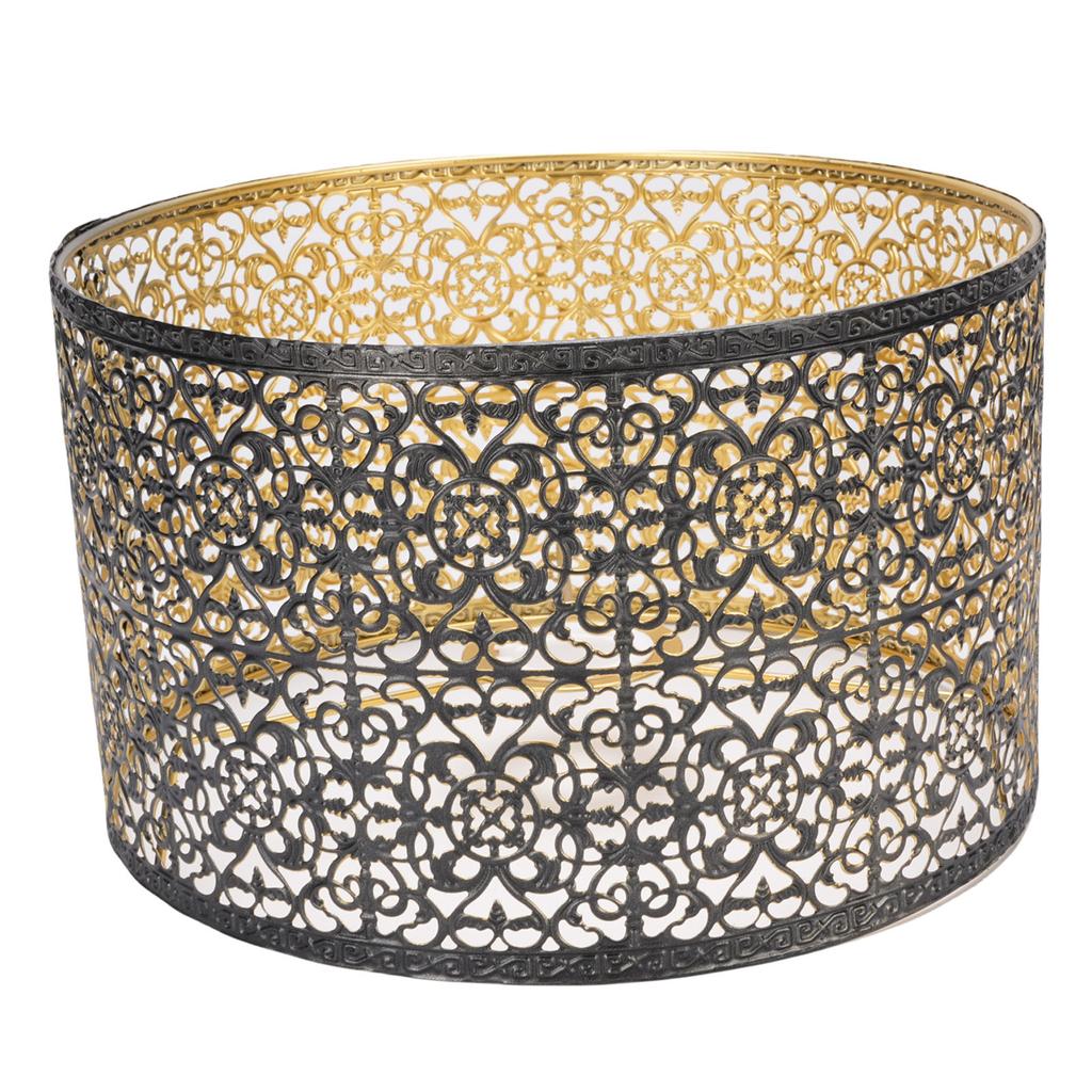 Metal Lampshade E14 E27 Iron Hollow Out Modern Decorative Cylinder Lamp Shade for Table Wall Ceiling Lamp Black and Gold