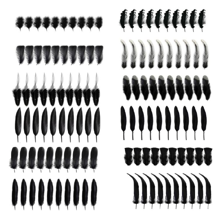 Opakowanie 100 Czarnych Piór Dekoracyjne Naturalne Pióra Rękodzieło Do Łapaczy Snów Kostium Kapelusz Kolczyki Biżuteria Dekoracja