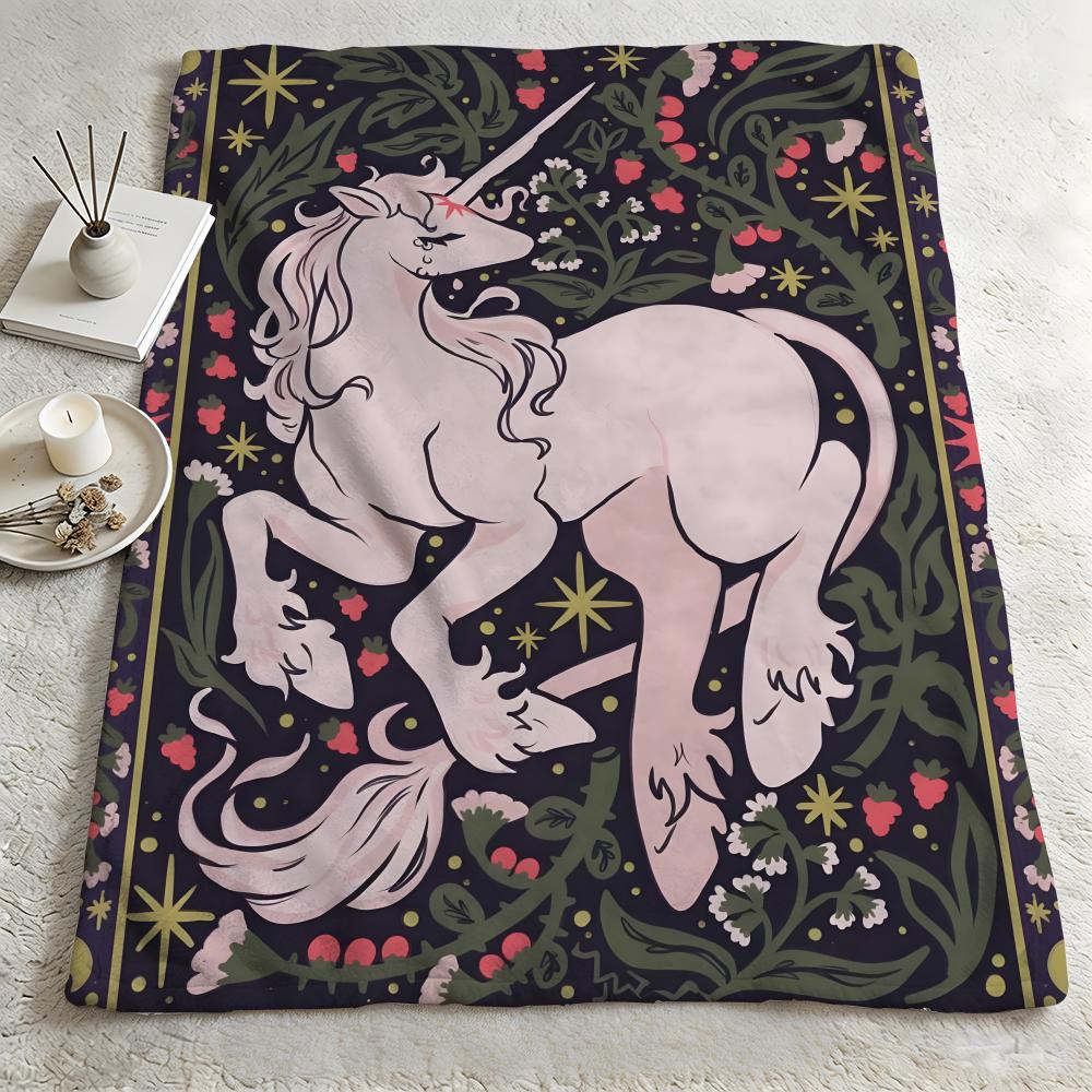character SStar Unicornn Throw Warm Soft Flannel Blanket Multiuse for Sofa Bed Camping Travel Nap