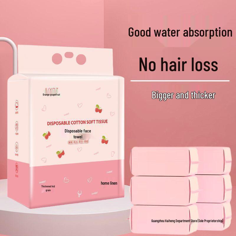 Extra Large Lint-Free Disposable Face Wash Towels - Thick, Fluffy, Drawstring Pack