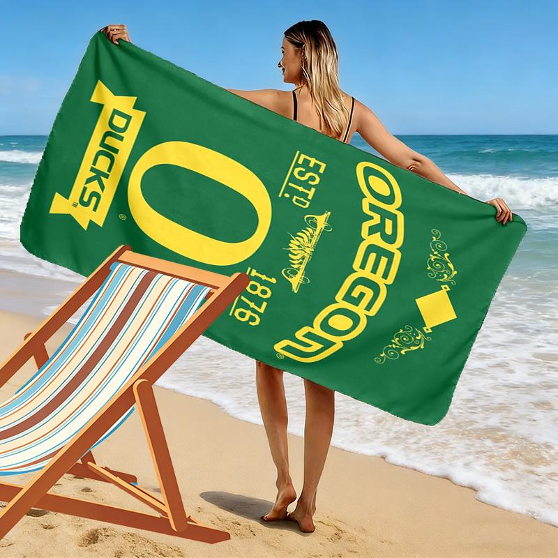 Oregon Ducks Print Beach Towel, Large Soft Quick Dry Towel for Beach Camping Swimming