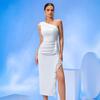 New European and American Style White Lace Dress Temperament Elegant Air Layer Dinner Party Evening Dress Cross-border