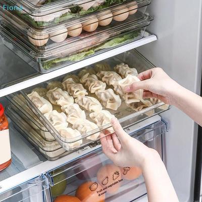Clear Food Storage Containers with Lids, Stackable Dumpling Holder, Airtight Refrigerator Organizer for Kitchen