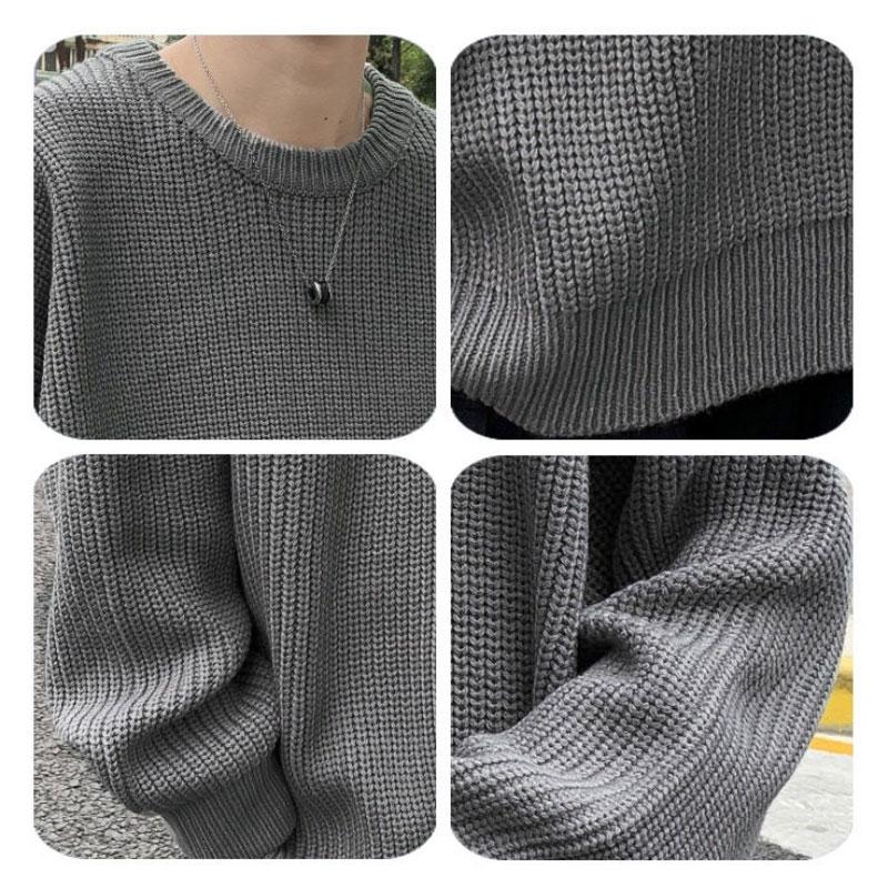 Vinter varm og komfortabel løs genser menns allsidig genser med fortykket bunn