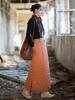 Women's Retro Mid-Length A-Line Skirt: Winter Quilted Diamond Plaid, Ramie Cotton, Loose Chinese Style