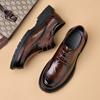 Derby Men's Leather Shoes High Quality and Comfortable Retro Style Dress Up Party Adult Luxury Shoes Black  New