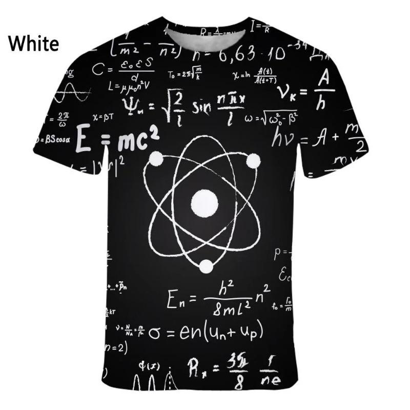 Tricou pentru bărbați cu imprimeu 3D cu formulă matematică, la modă, casual, cu mânecă scurtă, cu gât rotund, mărime plus